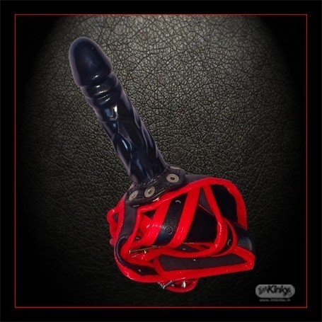 Black Red Edge Leather Harness Strap on SO-025