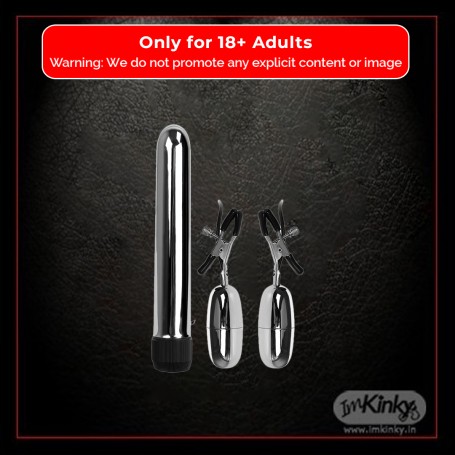 FUN VIBRATOR AND NIPPLE CLAMP FIERY COMBO FV-018