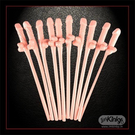 Pack of Ten Willy Straws Blow me KP-001