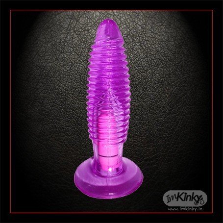 Purple Jelly Fussy Vibrating Butt Plug With Suction Cup AD-024